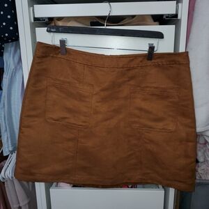 Old Navy Brown Suede-Look Mini Skirt with Front Pockets